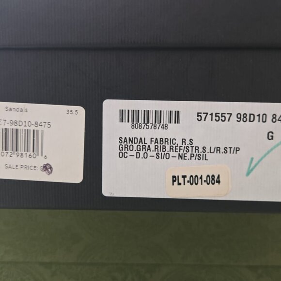 Gucci Tinsel Sport Sandals Mesh Fabric GG Crystal Chain White/Silver W 35.5 NIB - Picture 8 of 10